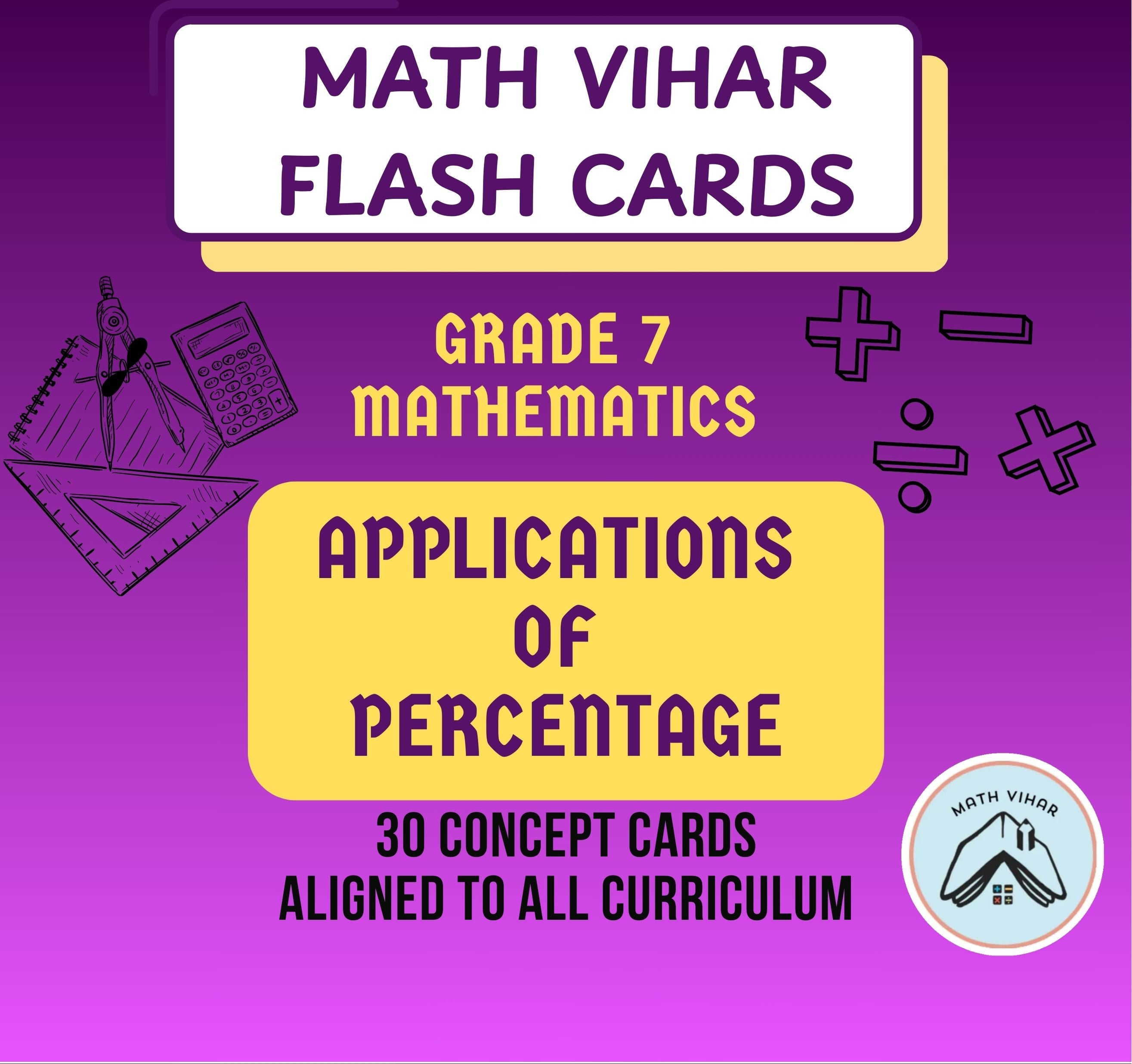 Grade 7 - Applications of Percentage - Flash Cards