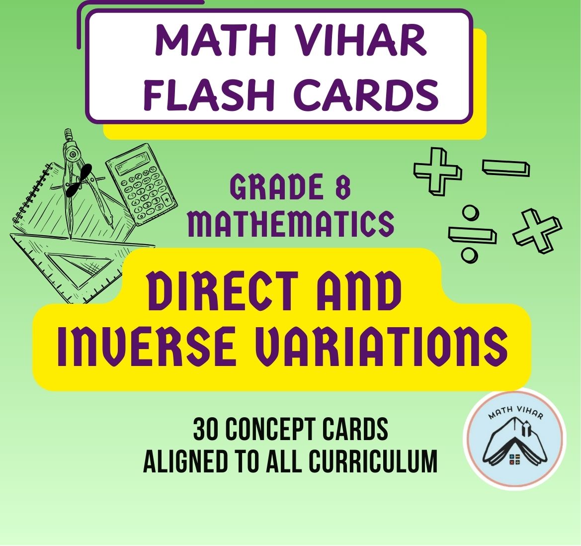 Grade 8 - Direct and Inverse Proportions  - Flash Cards