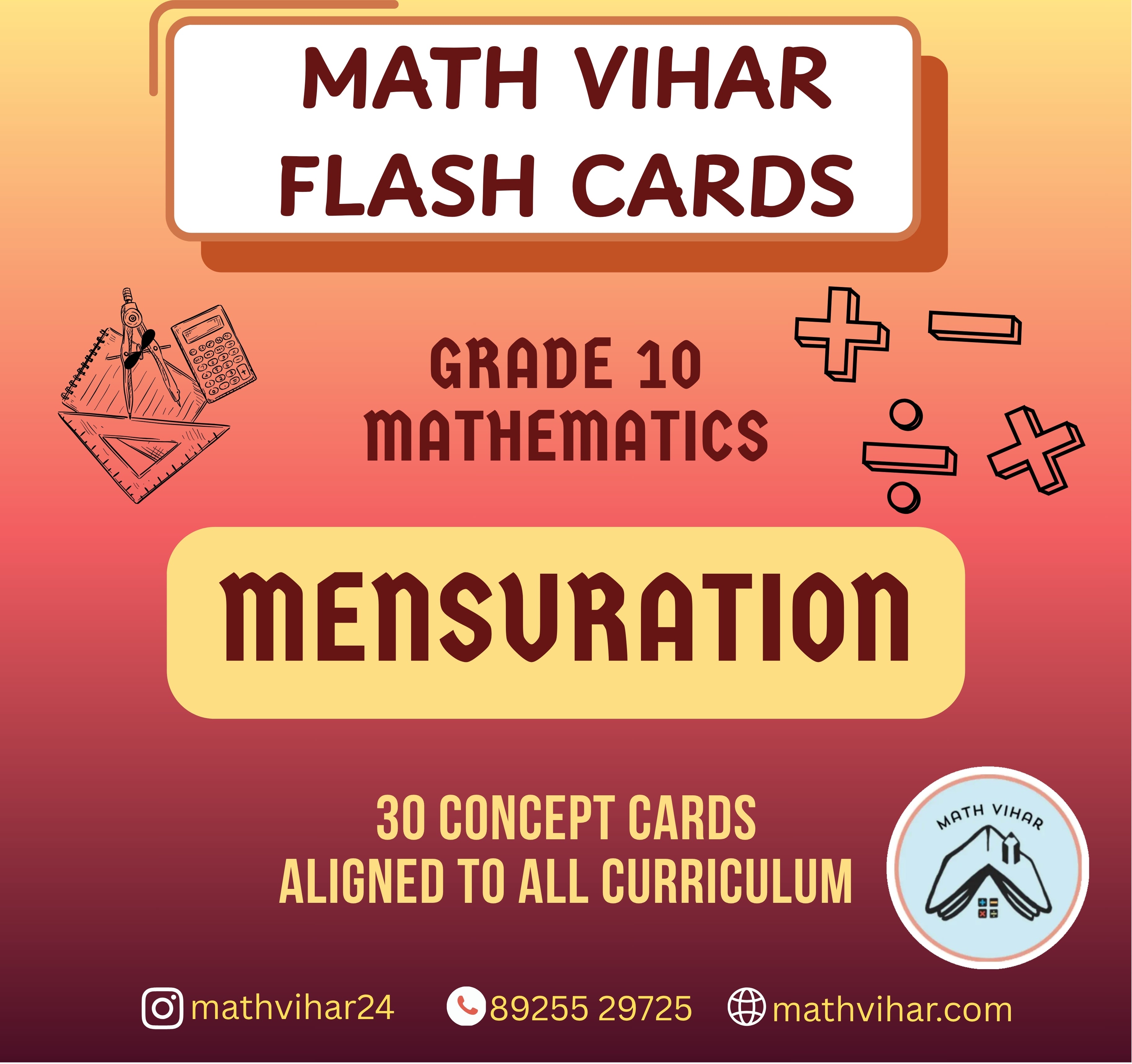 Grade 10 - MENSURATION - Flash Cards