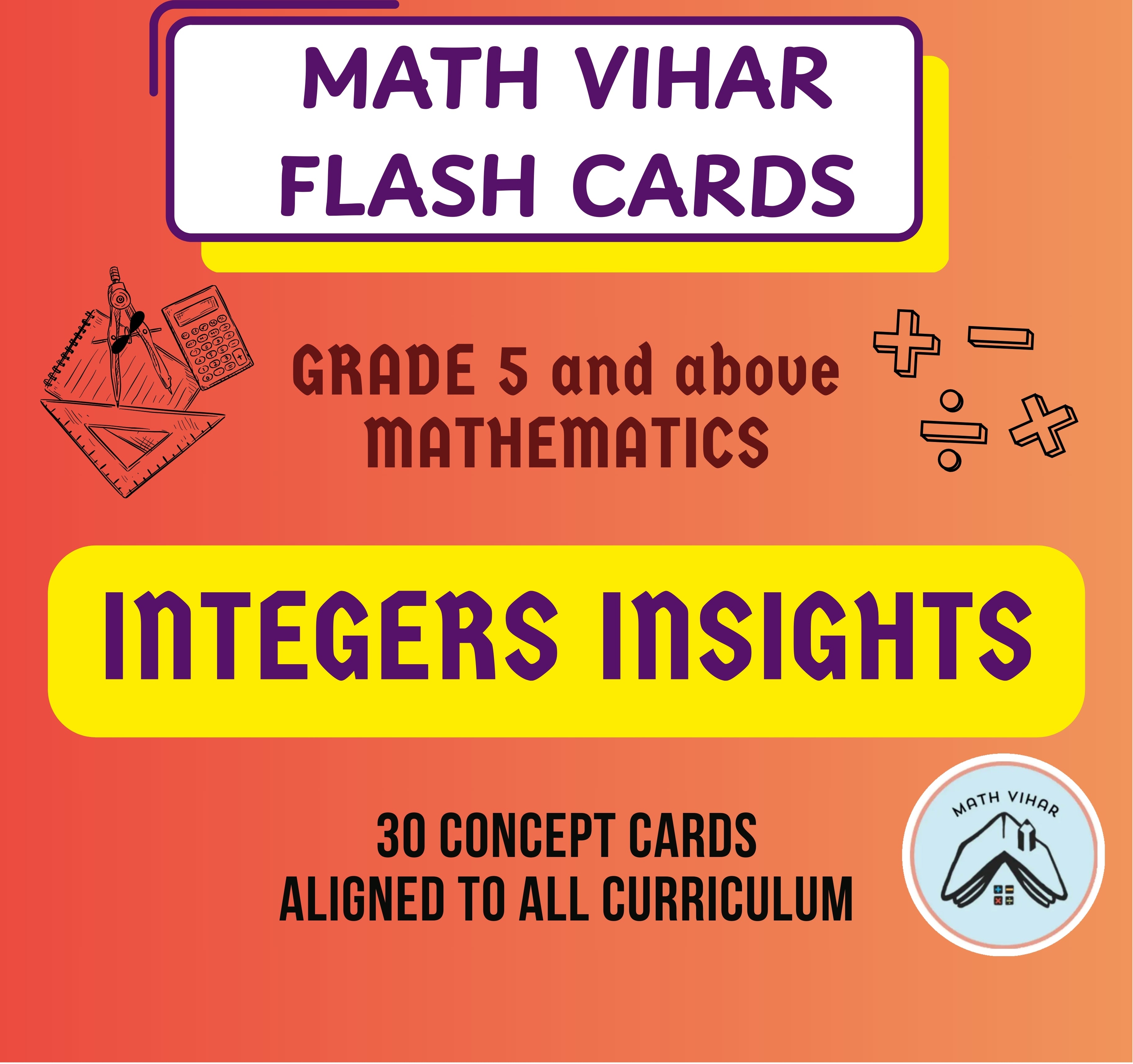 Grade 5 and above - Integers Insights - Flash Cards