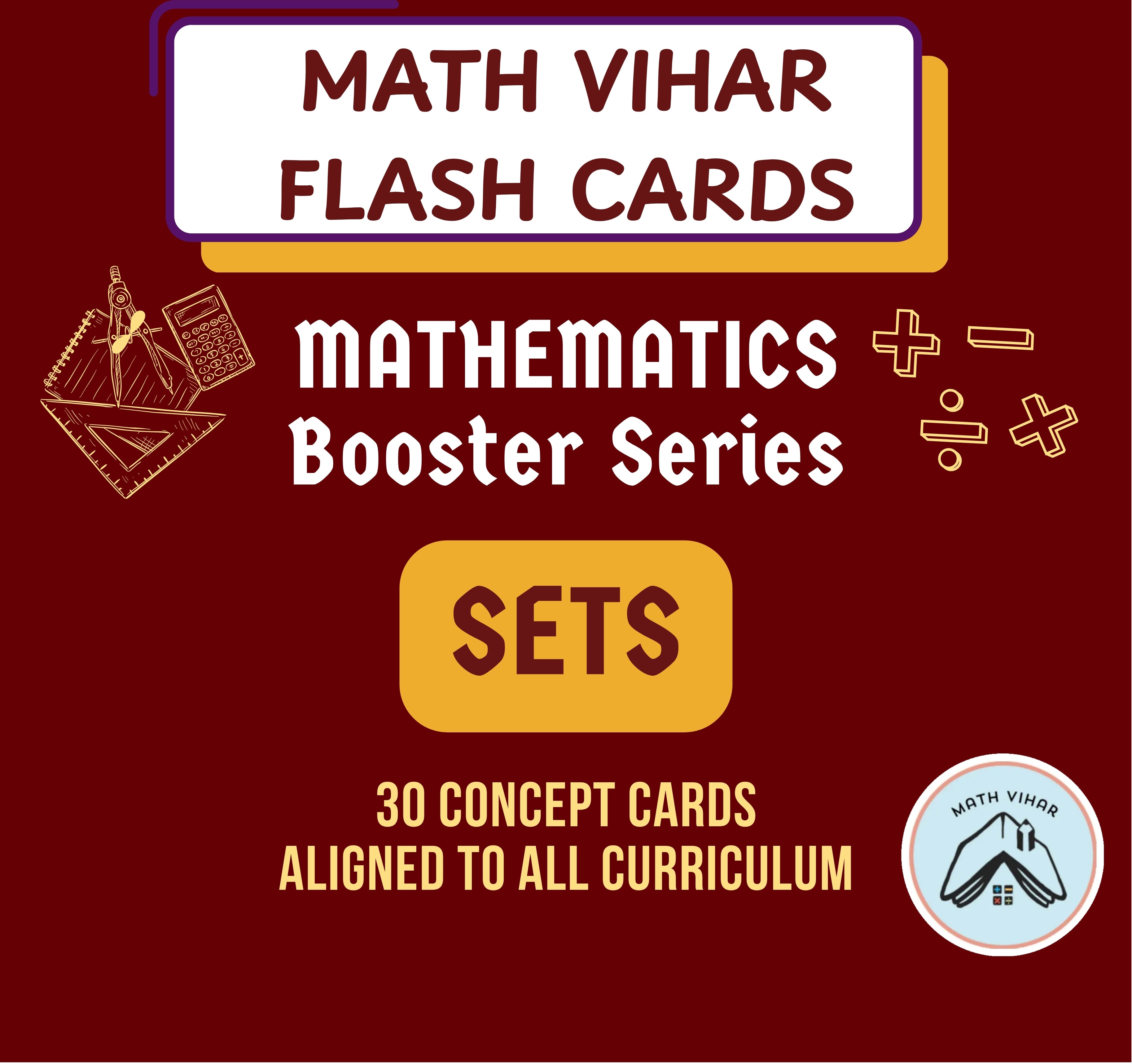 Sets Flash Cards for Class 7 and Above | 30 Score Booster Cards | All Curriculum CBSE, ICSE, IGCSE | Sets Learning Cards for Exam Prep