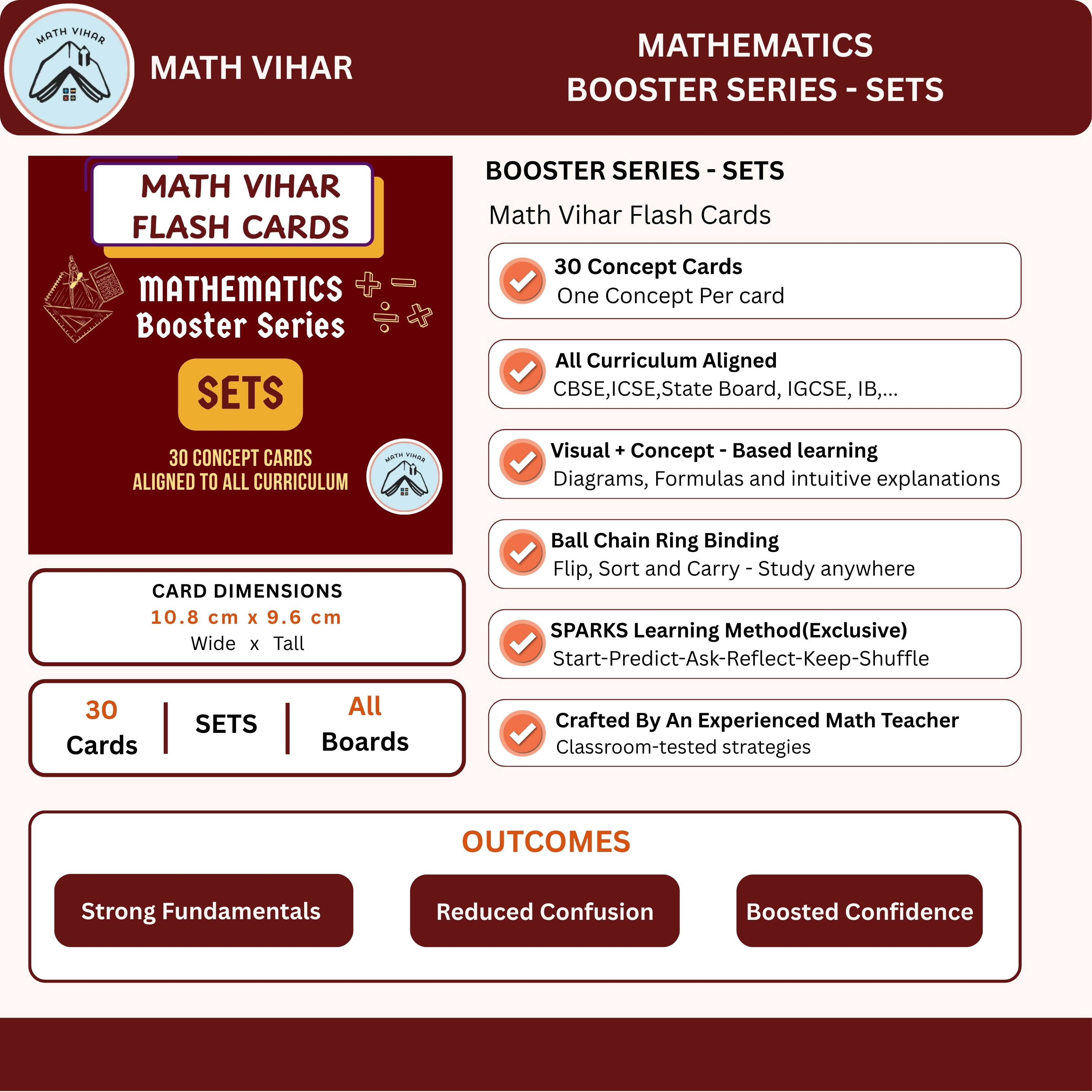 Sets Flash Cards for Class 7 and Above | 30 Score Booster Cards | All Curriculum CBSE, ICSE, IGCSE | Sets Learning Cards for Exam Prep