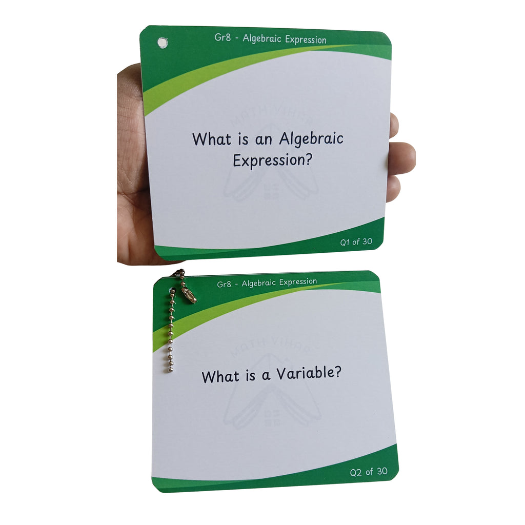 Grade 8 - Algebraic Expressions  - Flash Cards