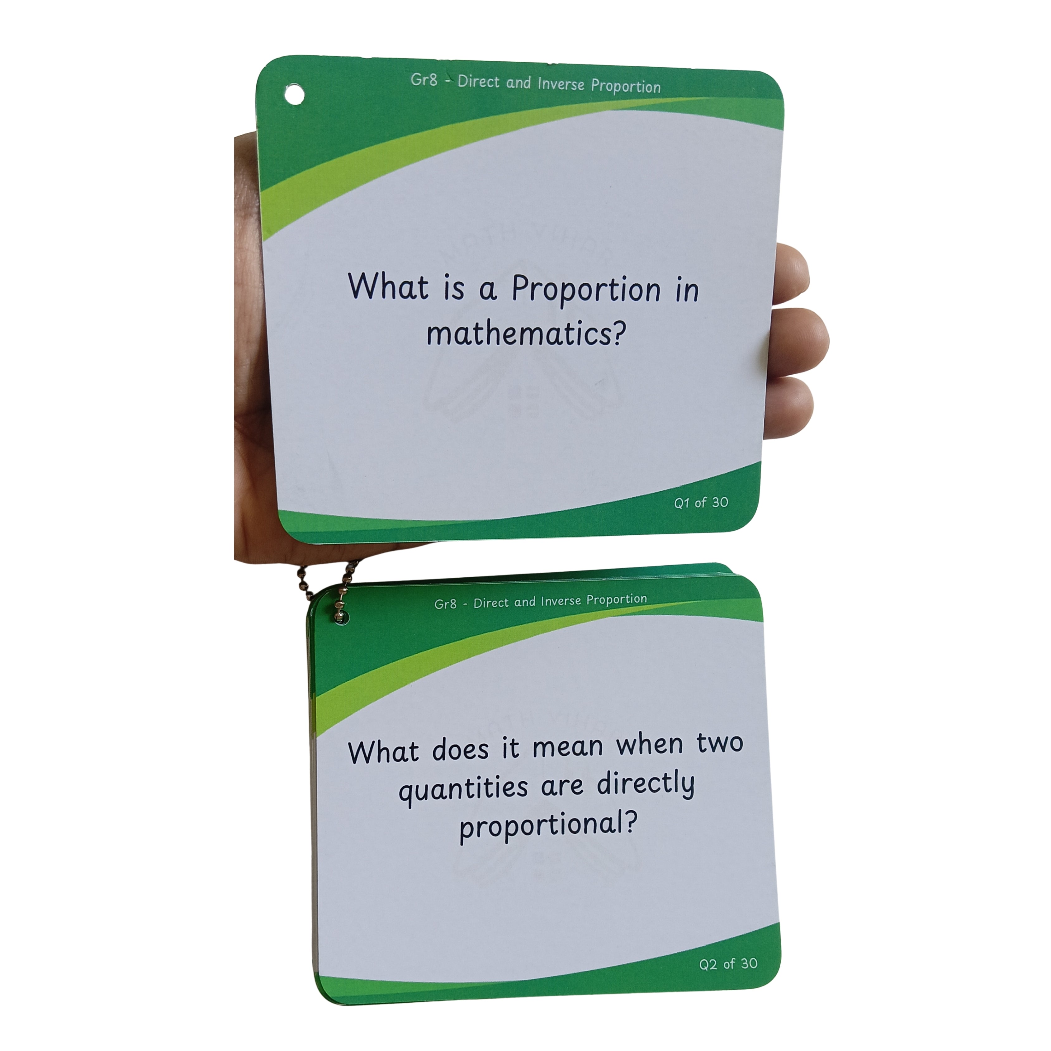 Grade 8 - Direct and Inverse Proportions  - Flash Cards
