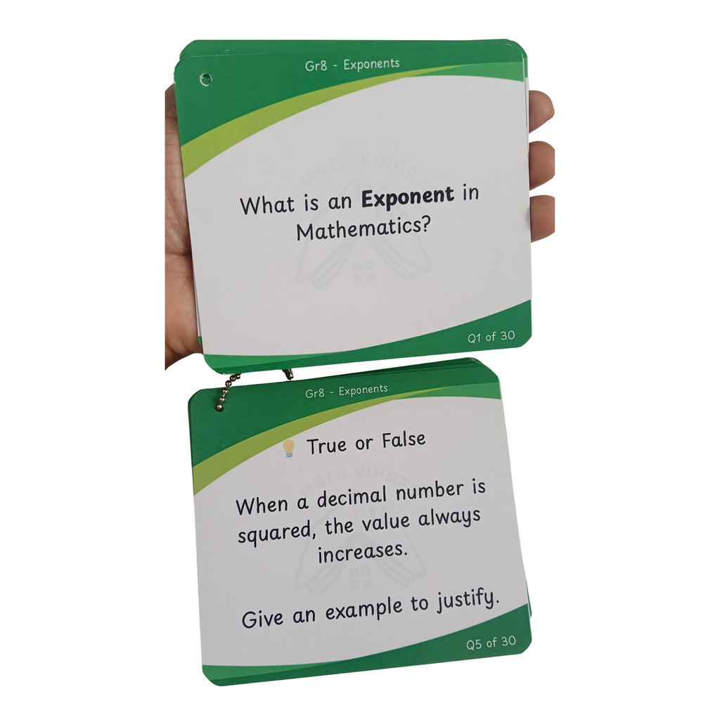 Grade 8 - Exponents  - Flash Cards