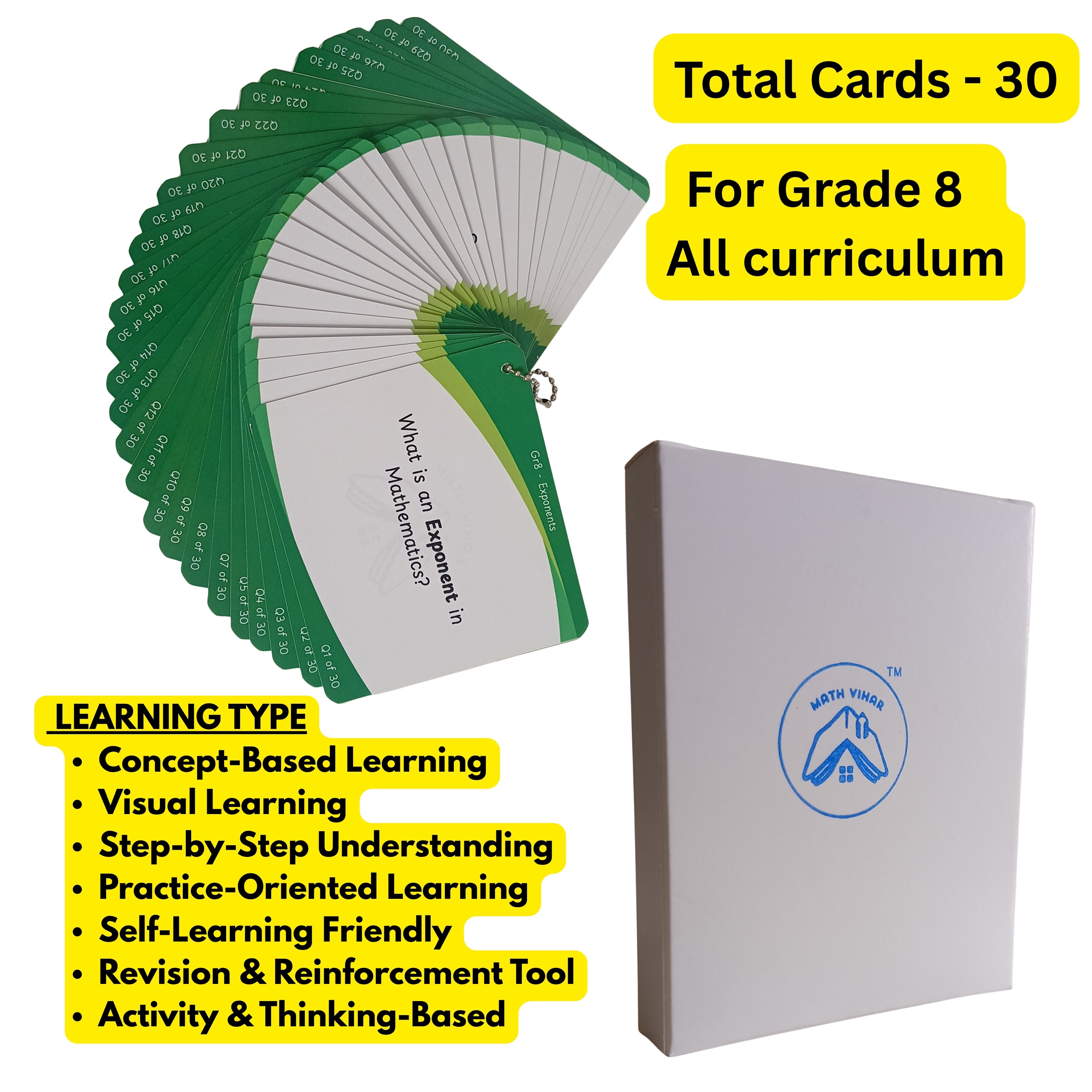 Grade 8 - Exponents  - Flash Cards