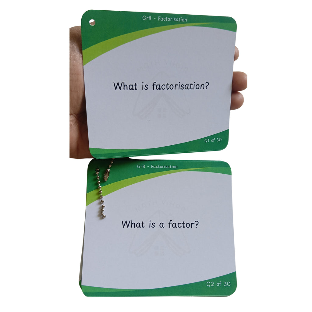 Grade 8 - Factorisation  - Flash Cards