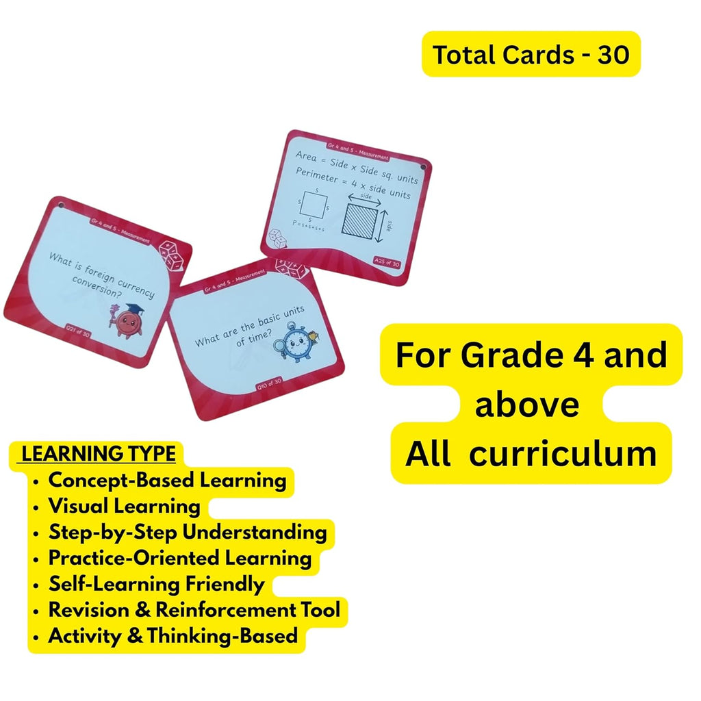 Grade 3 and above - Measurement - Flash Cards