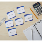 Flat lay Decimals Flash Cards with math tools