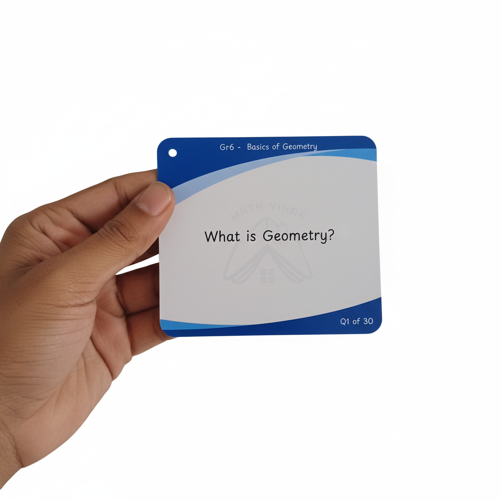 Hand holding Grade 6 Geometry Basics Flash Card