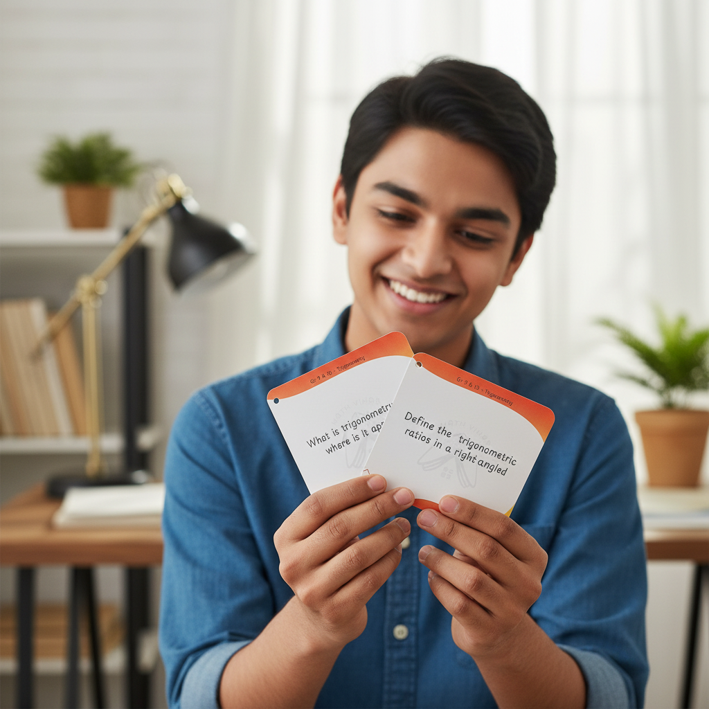 Happy Student with Math Vihar Flash Cards