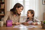 Parent and child with Algebra Flash Cards