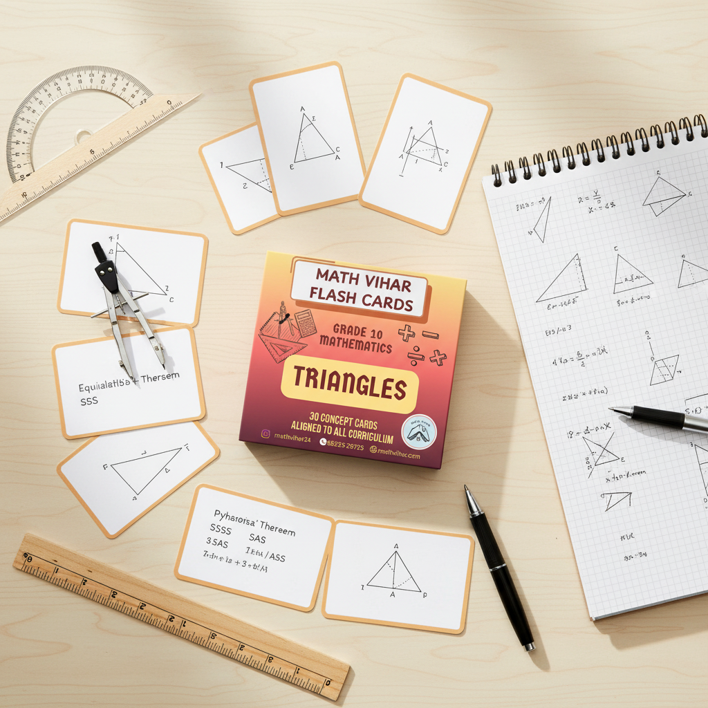 Triangles Flash Cards - Flat Lay with Geometry Tools